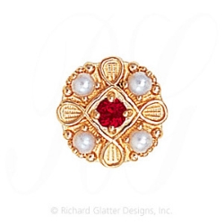 GS527 G/PL - 14 Karat Gold Slide with Garnet center and Pearl accents 